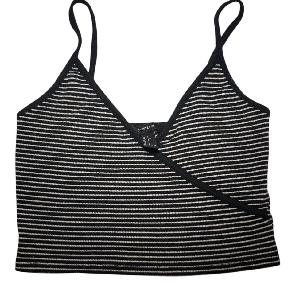 Forever 21 Black and White Wrap Crop Camisole